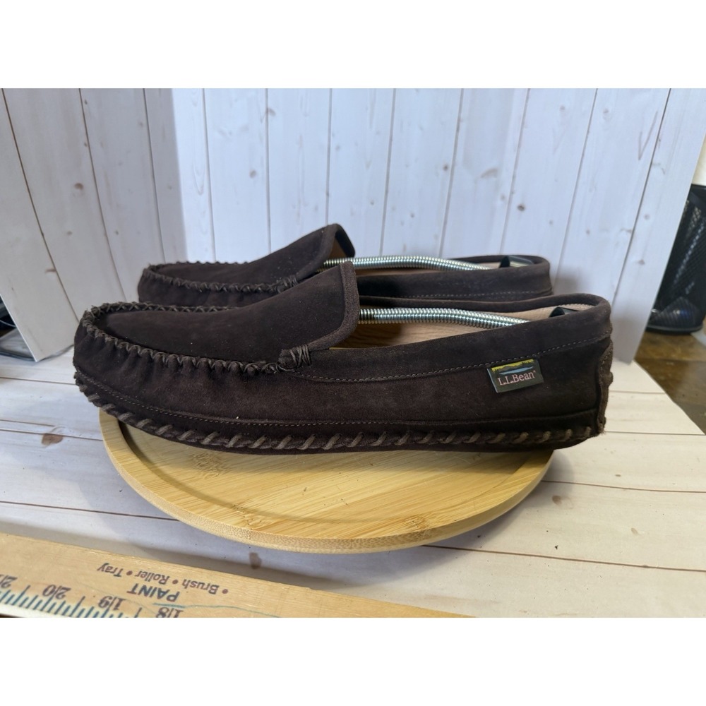 LL Bean Mens Wicked Good Slippers Brown Suede Leather Moccasins Men's Size 13